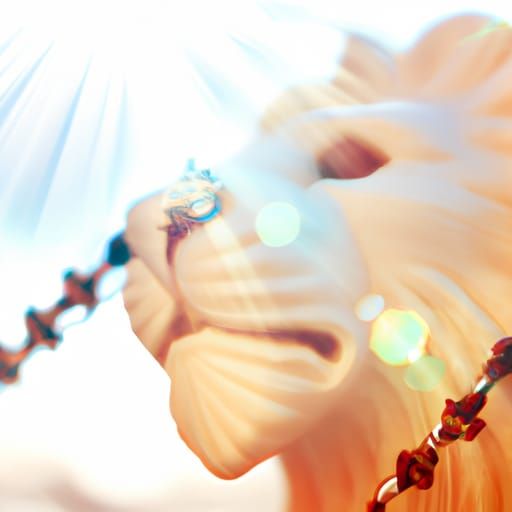 Amber Necklace on White Lion in Divine Light