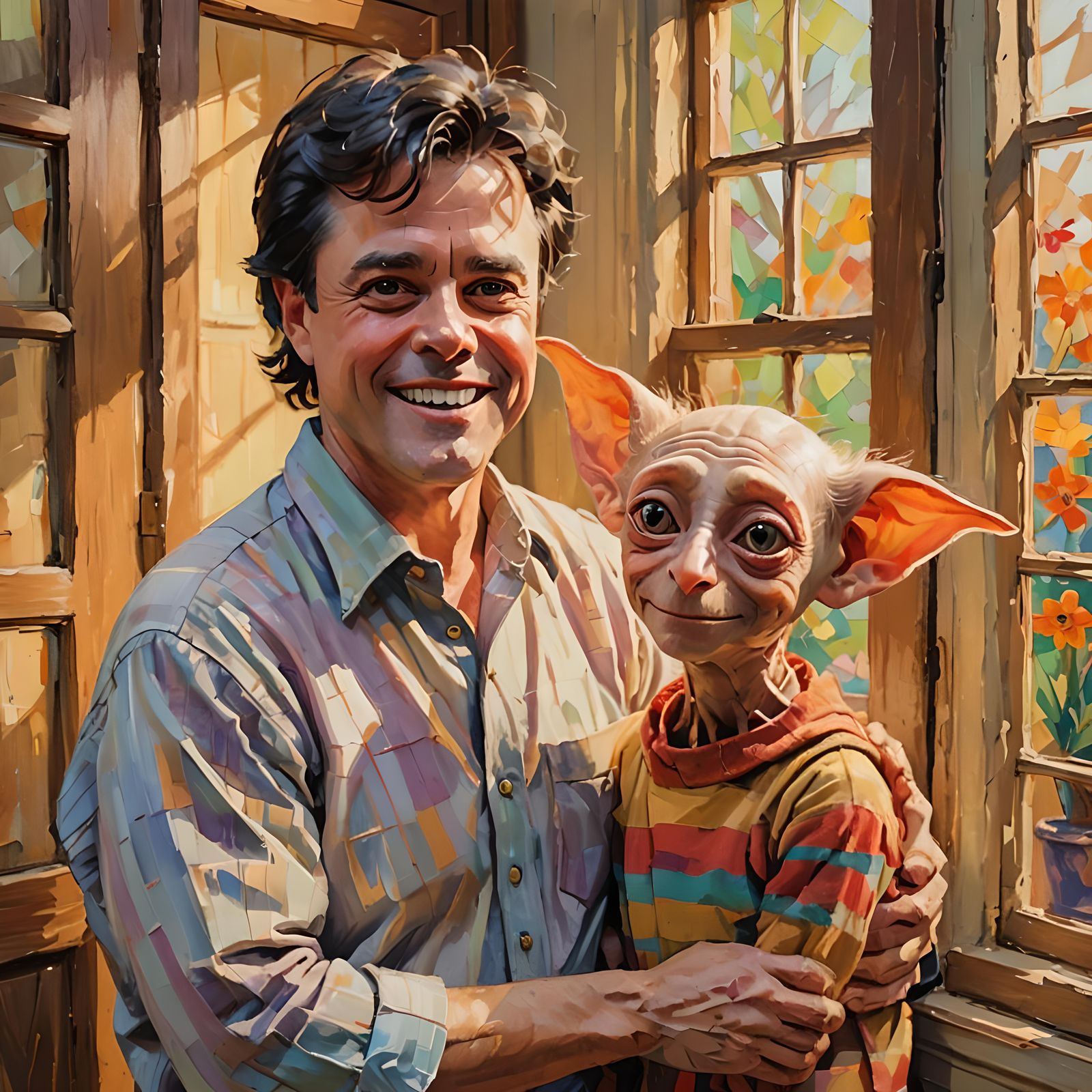 Happy Donny Osmond with Dobby the House Elf