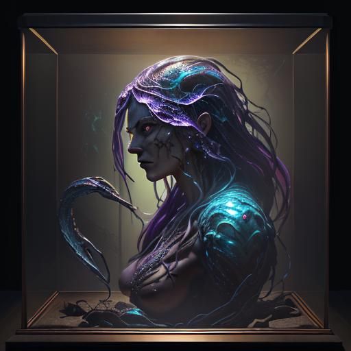 Paranormal Entity Trapped: Hyperrealistic Museum Concept