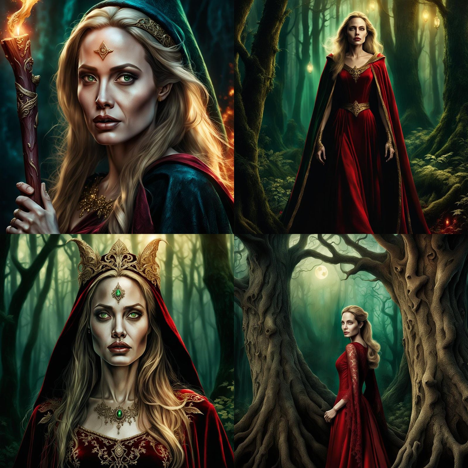 Witch in Red Dress, Fantasy Concept Art
