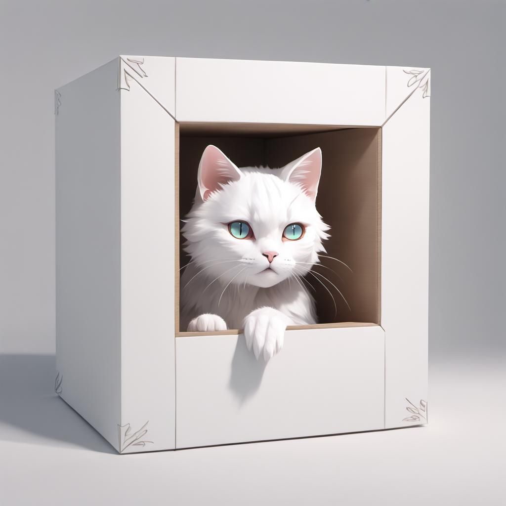 White Cat Hiding: Detailed 3D Anime Art