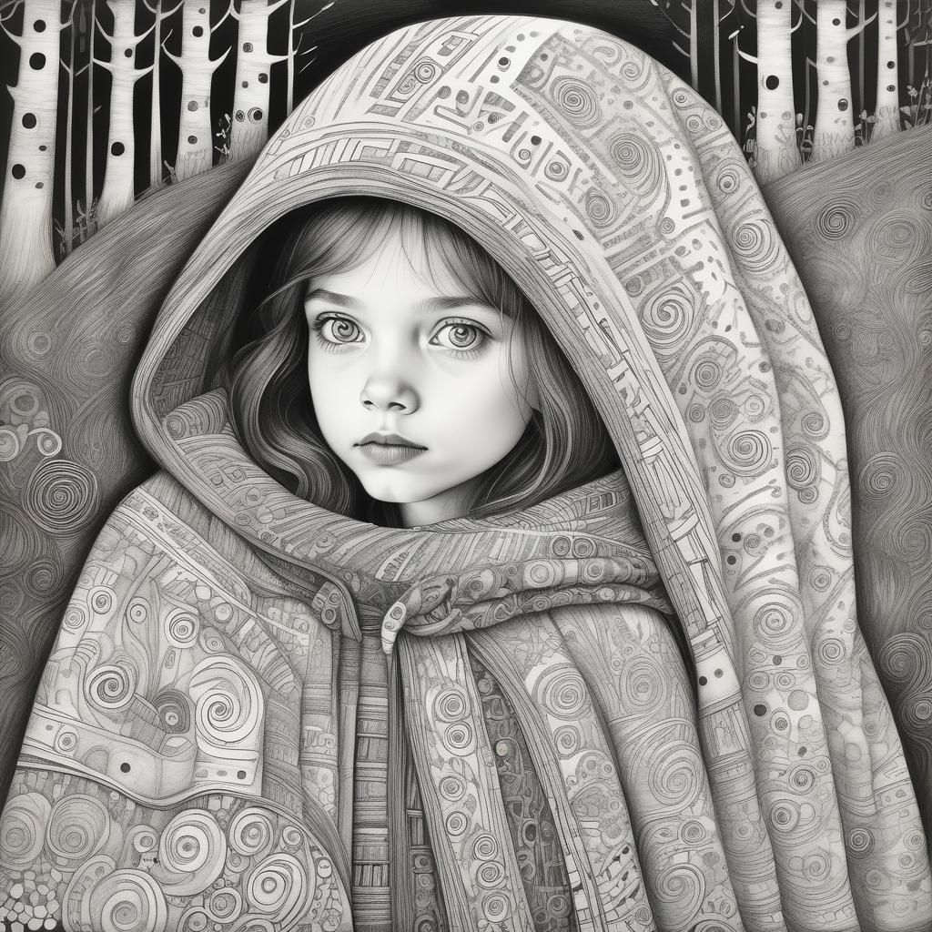 Little Red Riding Hood in Klimt Style