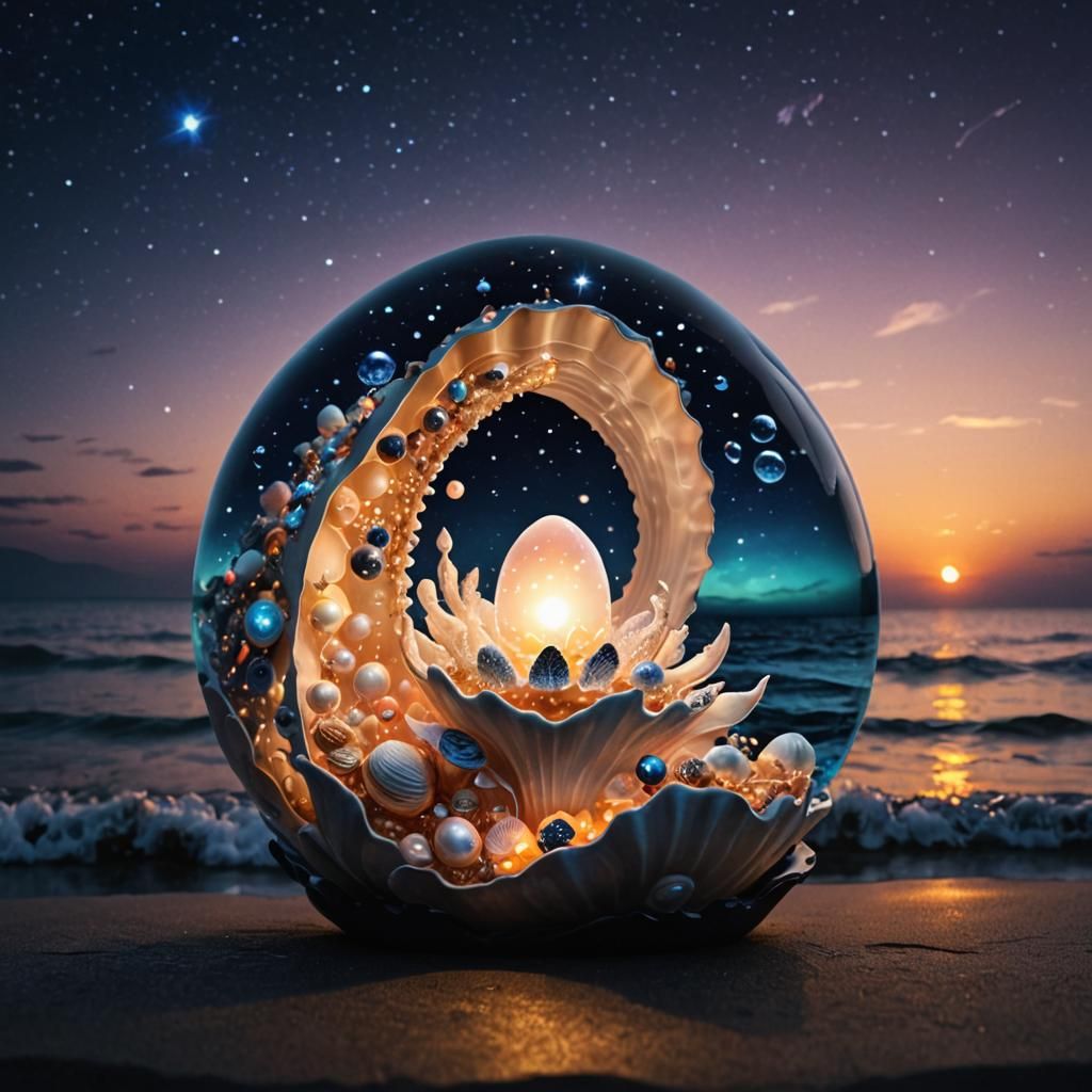 Translucent Pearl Shell Lamp with Fairy