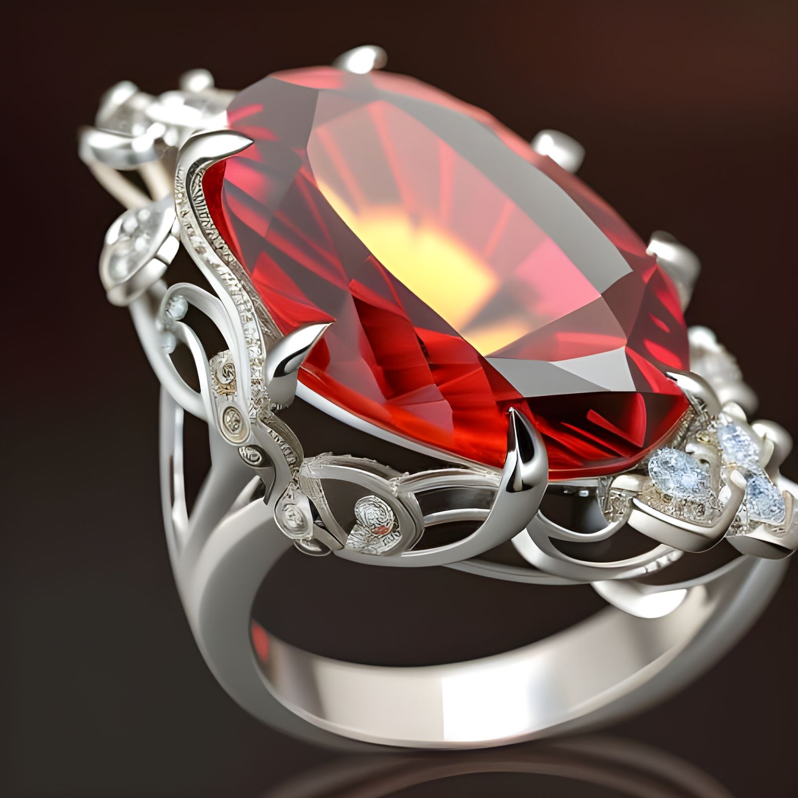 Crystal Flower Ring in Art Nouveau Style