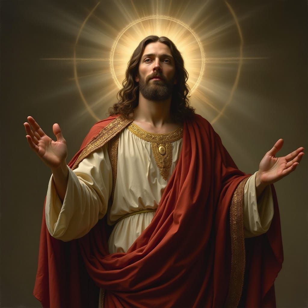 Jesus Christ in Elegant Robes with Soft Golden Halo
