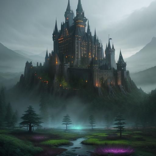 Crystal Castle in Twilight: Fantasy Concept Art
