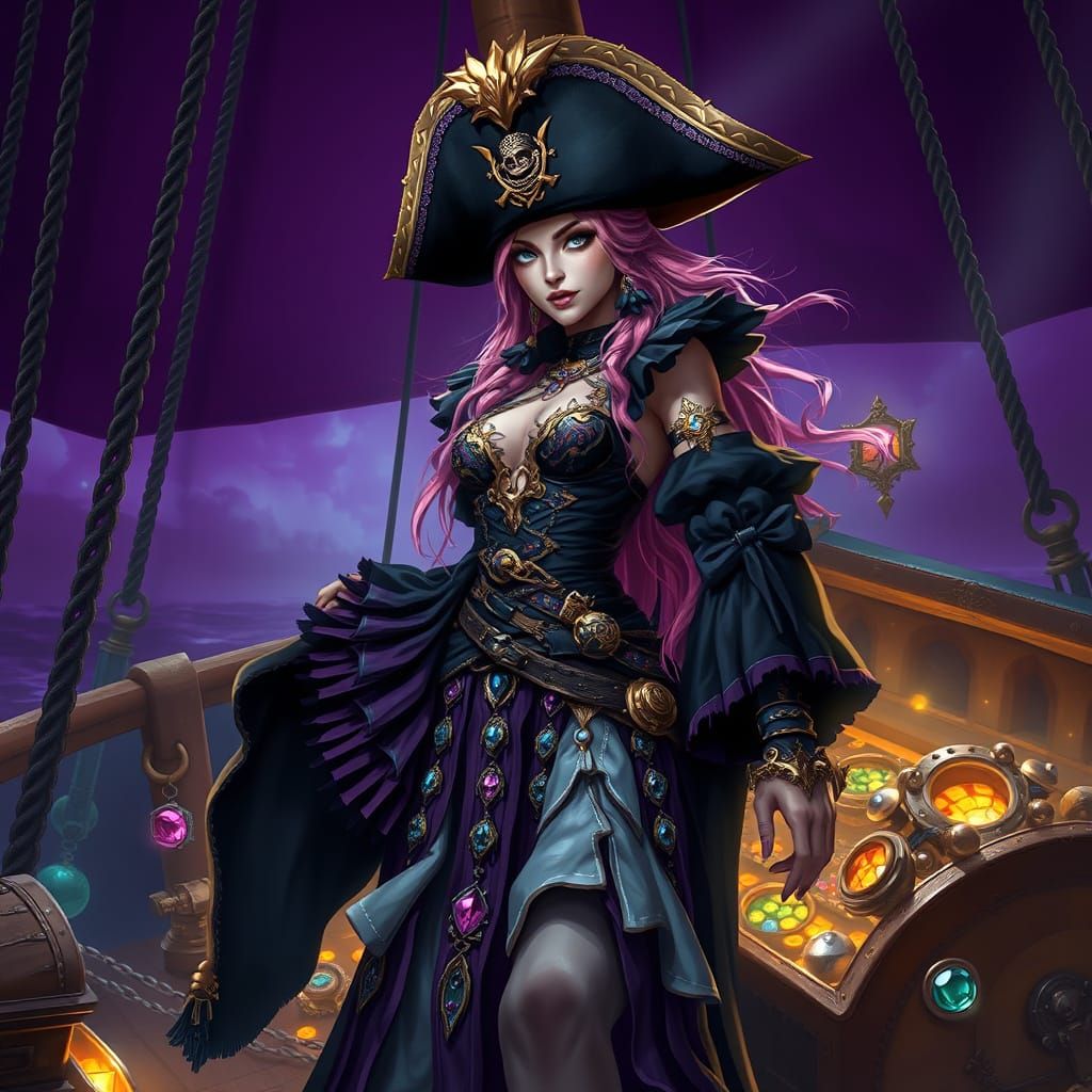 Pink-Haired Pirate Queen on Treasure Deck