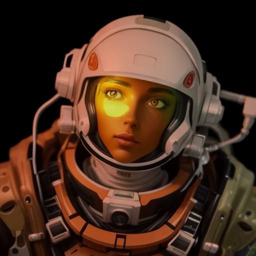 Tattooed Woman in Spacesuit: Cyberpunk Cartoon Art