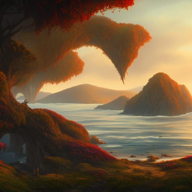 Bruny Island Fantasy Matte Painting in Deep Color