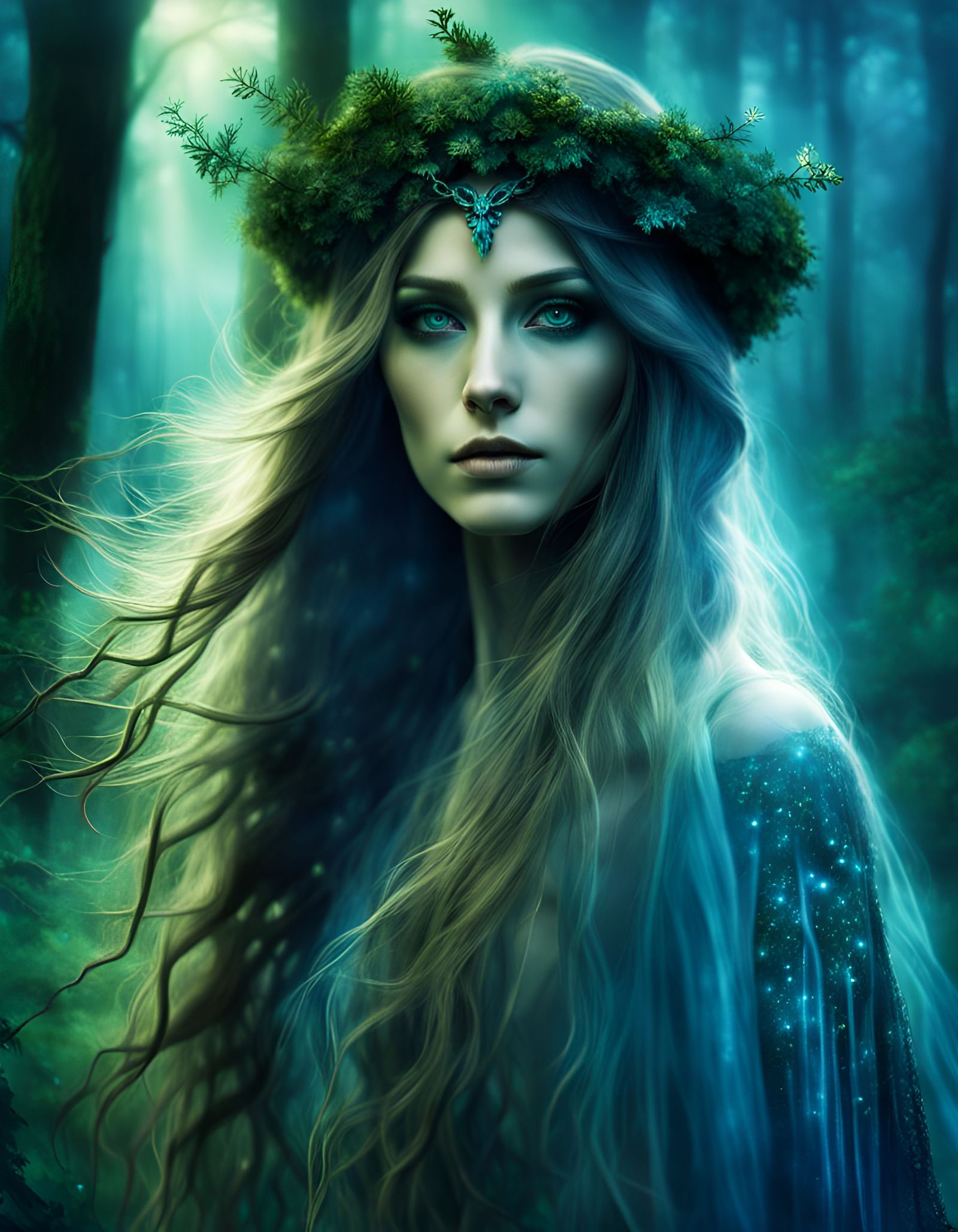 Ethereal Huldra: A Translucent Forest Spirit