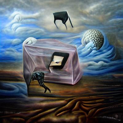 Surreal Melting Clocks in Black Cube