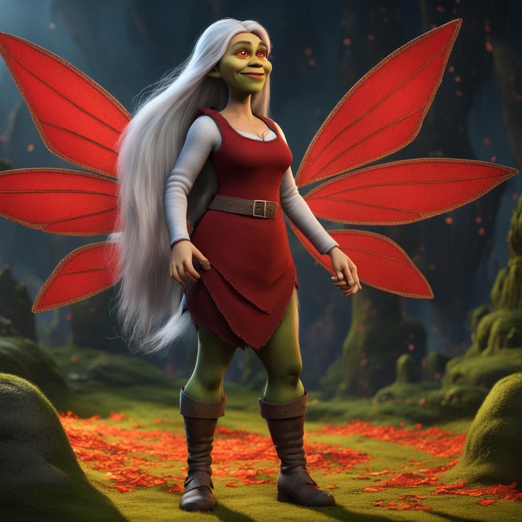 Female Shrek with Wings and Laser Eyes