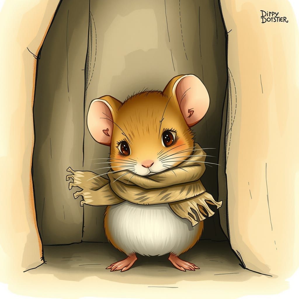 Whimsical Mouse Portrait in Potter Style
