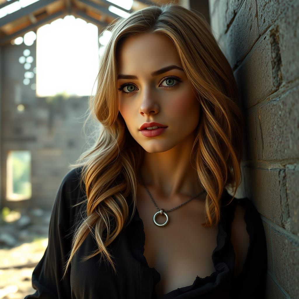 Gritty Post-Apocalyptic Woman in Ruins