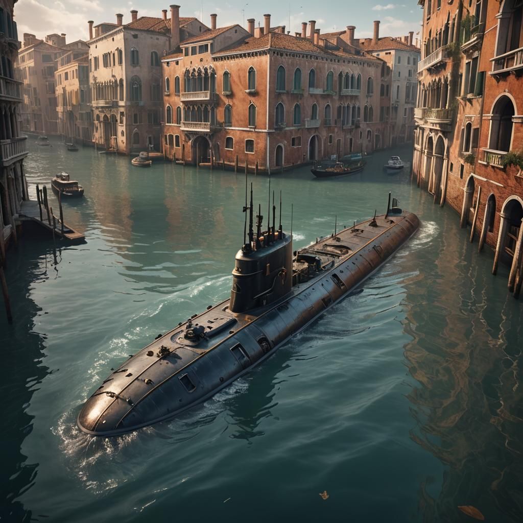 Submarine Surfaces in Venice: Detailed Matte Painting
