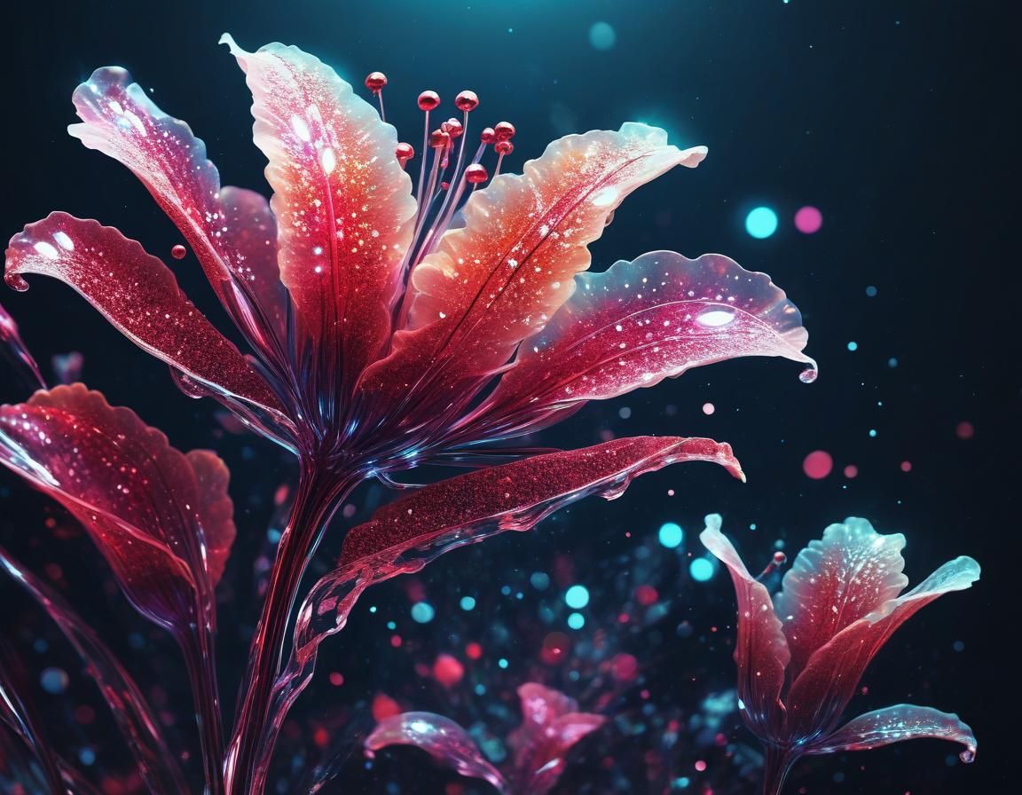 Ethereal Crimson Floral Abstract Art