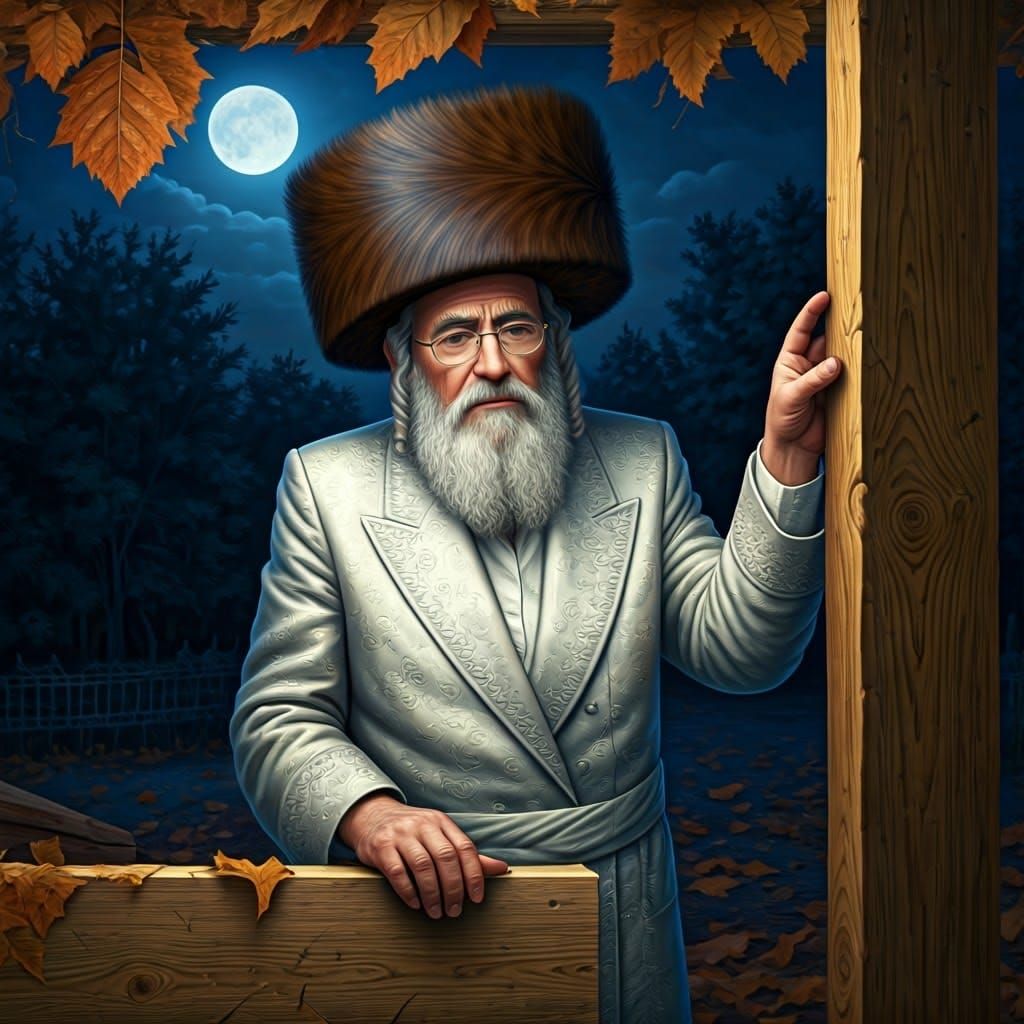 Hasidic Man Builds Sukkah Under Moonlight