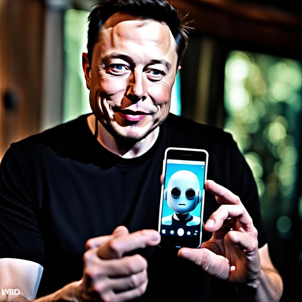 Elon Musk Shows Grok Chatbot on Smartphone