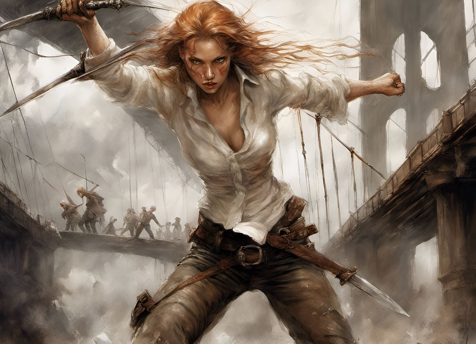 Fantasy Fight Scene in Luis Royo Style