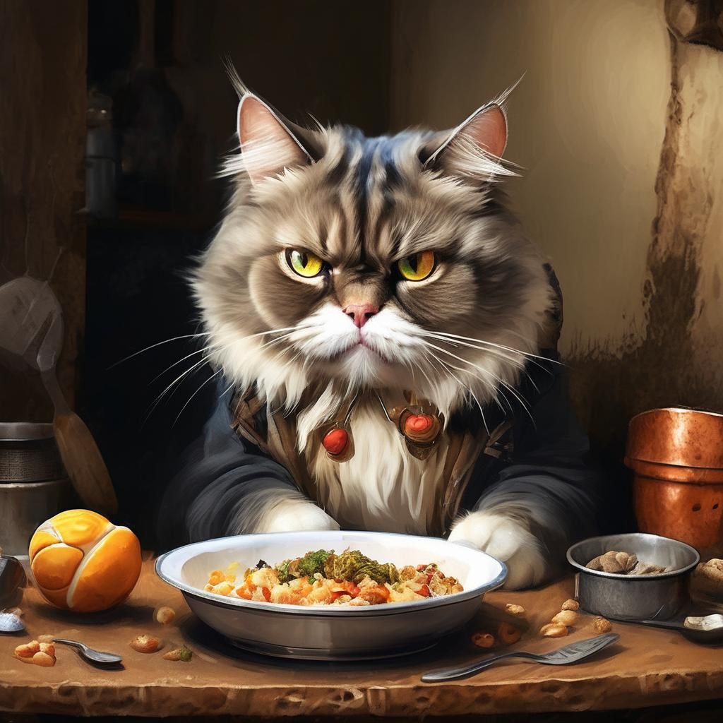 Grumpy Cat Portrait in Hyperrealistic Pop Art Style