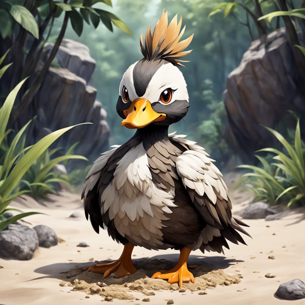 Regal Ground Fakemon with Earthy Feathers and Determined Eye...