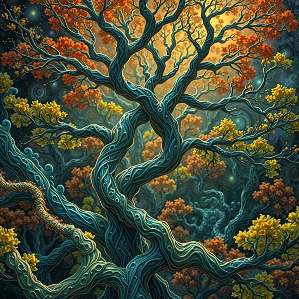 Fractal Tree in Cosmic Bloom