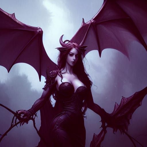 Succubus Dragon in Dark Fantasy Style