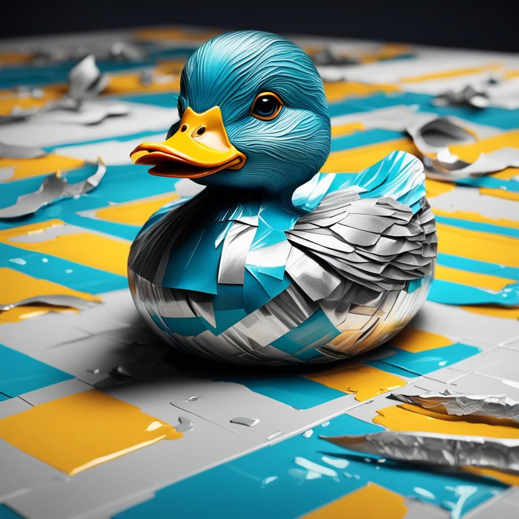 Duct Tape Duck Face: Hyperdetailed 3D Digital Art