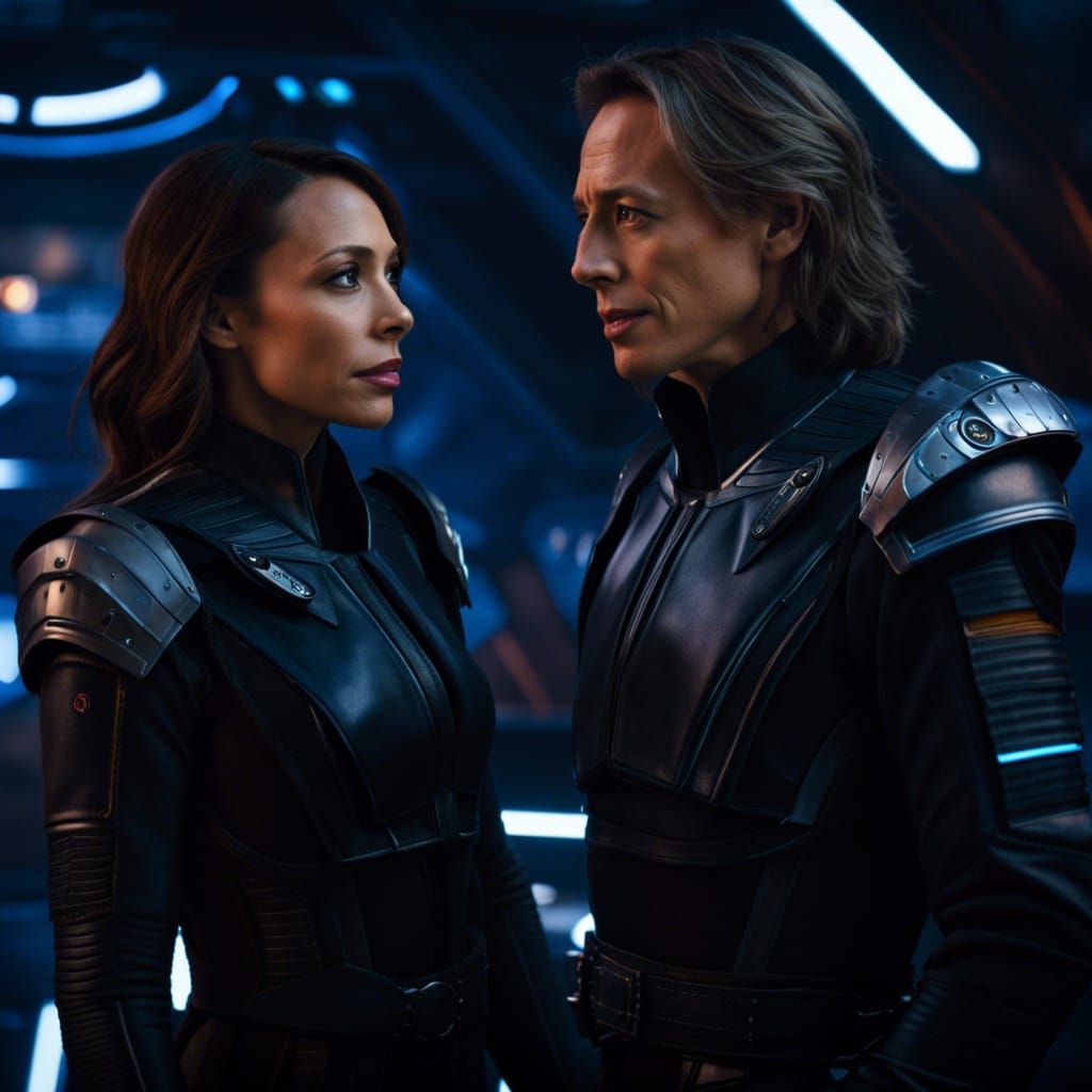 Lexa Doig and Kevin Sorbo on Starship Bridge