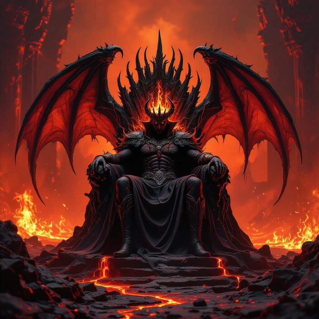 Satan Enthroned in Hellish Inferno