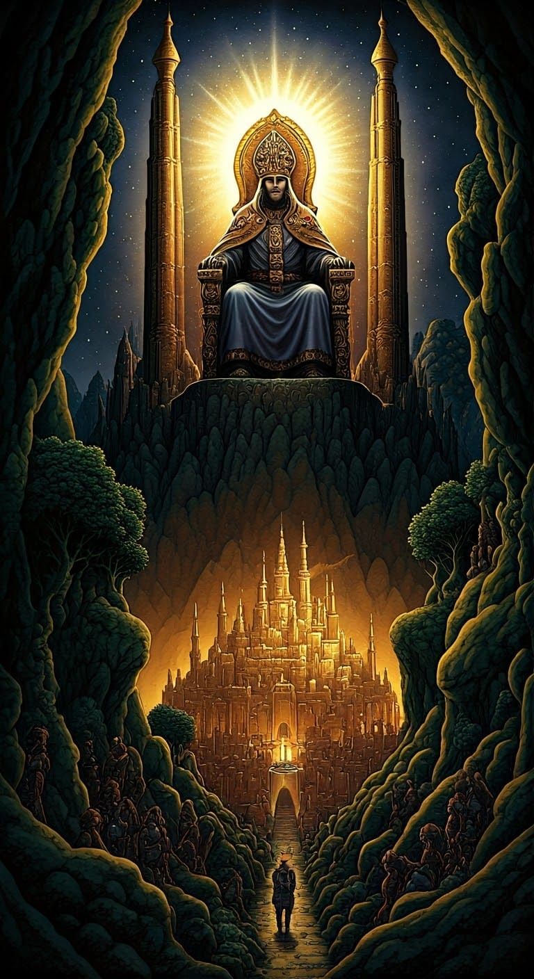 Benevolent King on Golden Throne: 1970s Fantasy Art