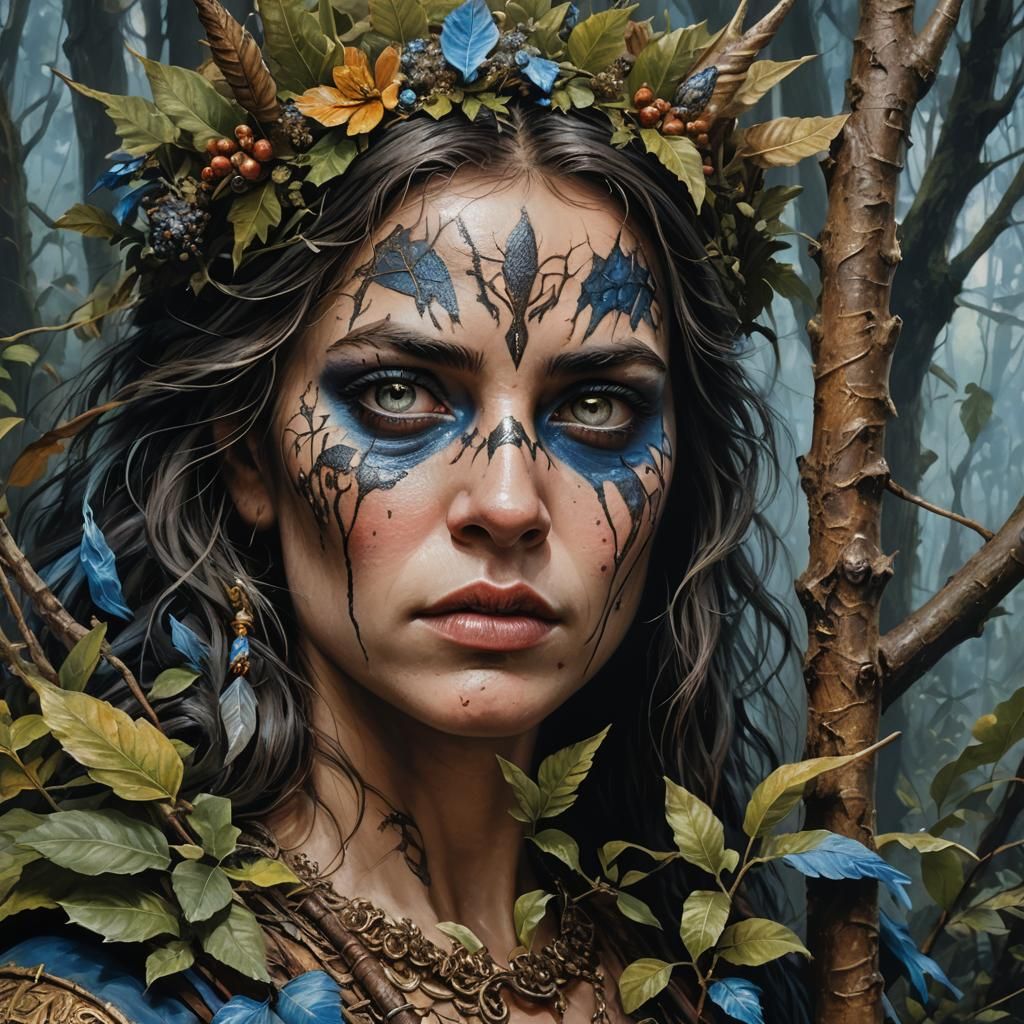 Fantasy Warrior in Forest Battle, Matte Painting