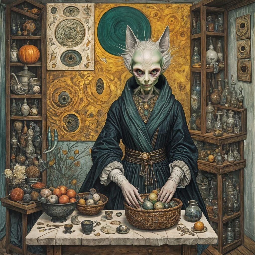 Alien Bazaar Double Exposure with Ink Splash Effect