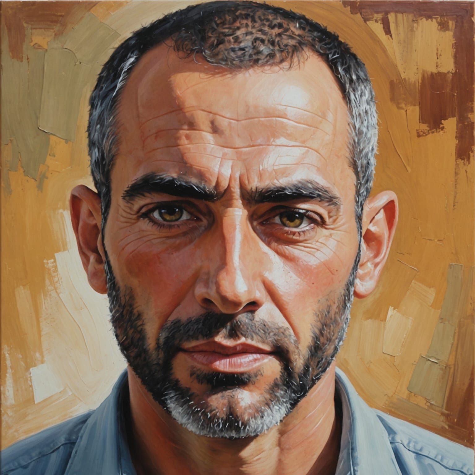 Painting of a Modern Israeli Man, Sharp Focus
