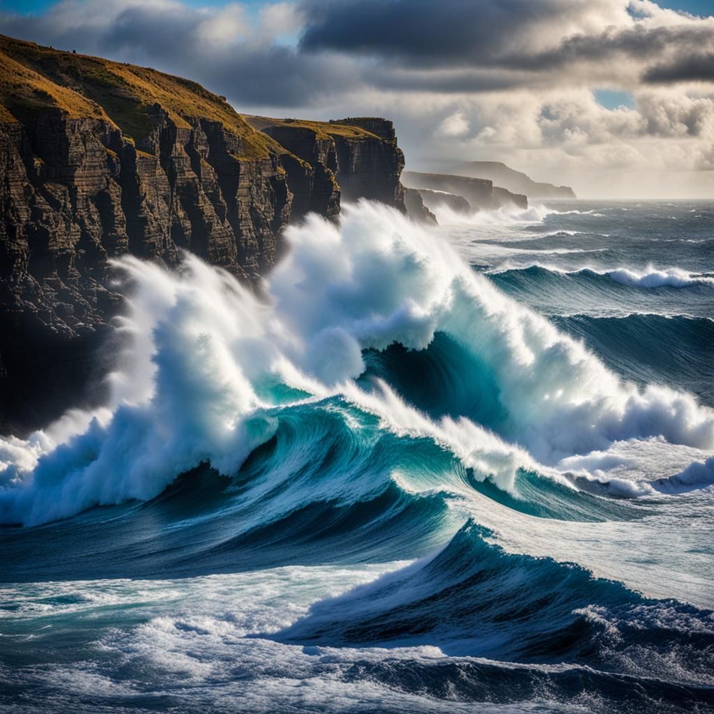 A photo of ocean waves, a mesmerizing display of the untamed...