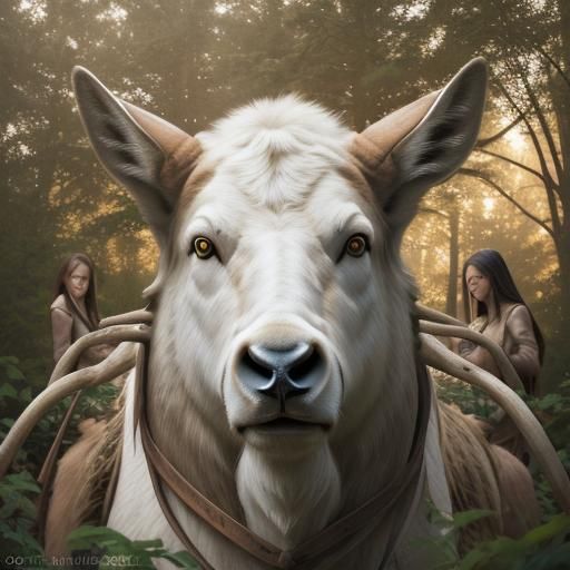 Man Rides Giant Elk in Contemporary Portrait
