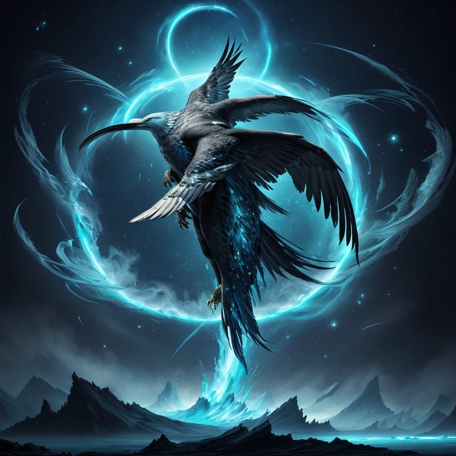 Majestic Whale-Eagle Hybrid Soars Through Nebula