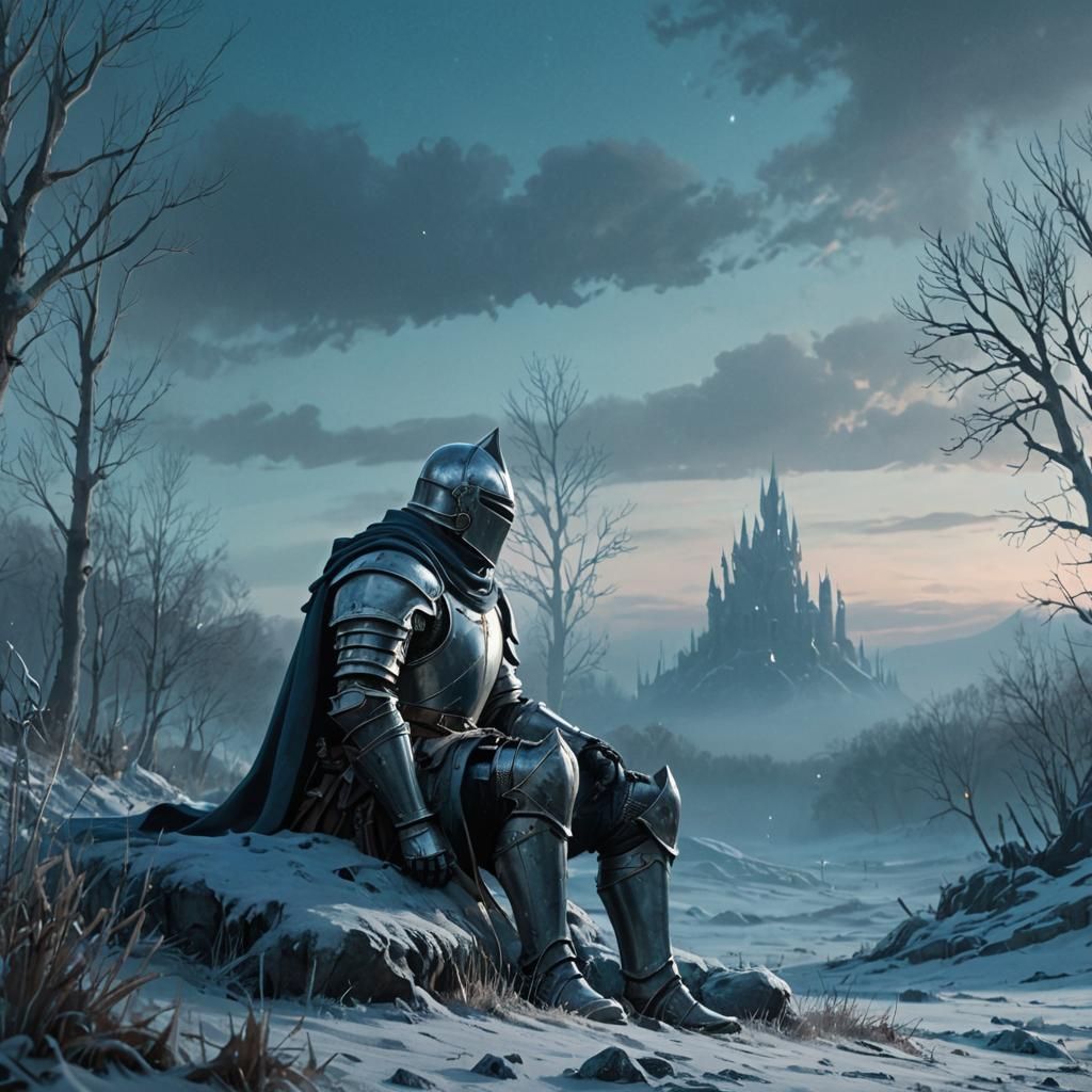 Knight in Frosty Landscape: PS1 Comic Art