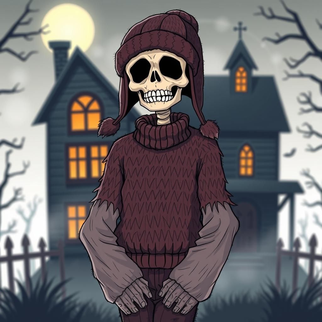 Anime Skeleton Portrait in Winter Clothing