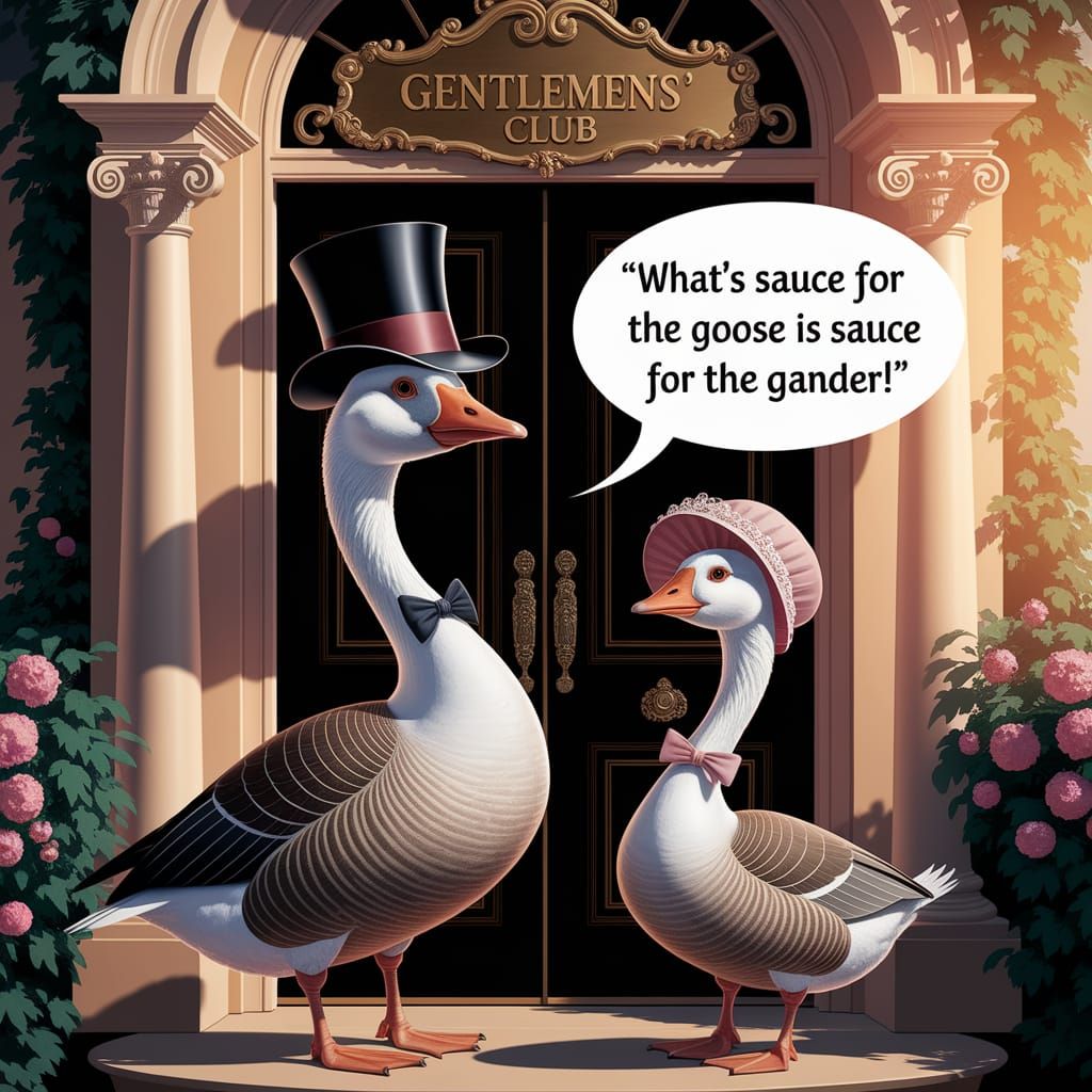 Dapper Goose at Gentlemen's Club in Digital Caricature