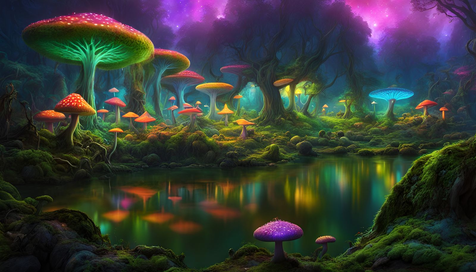 Psychedelic Elven City in a Fairy Forest