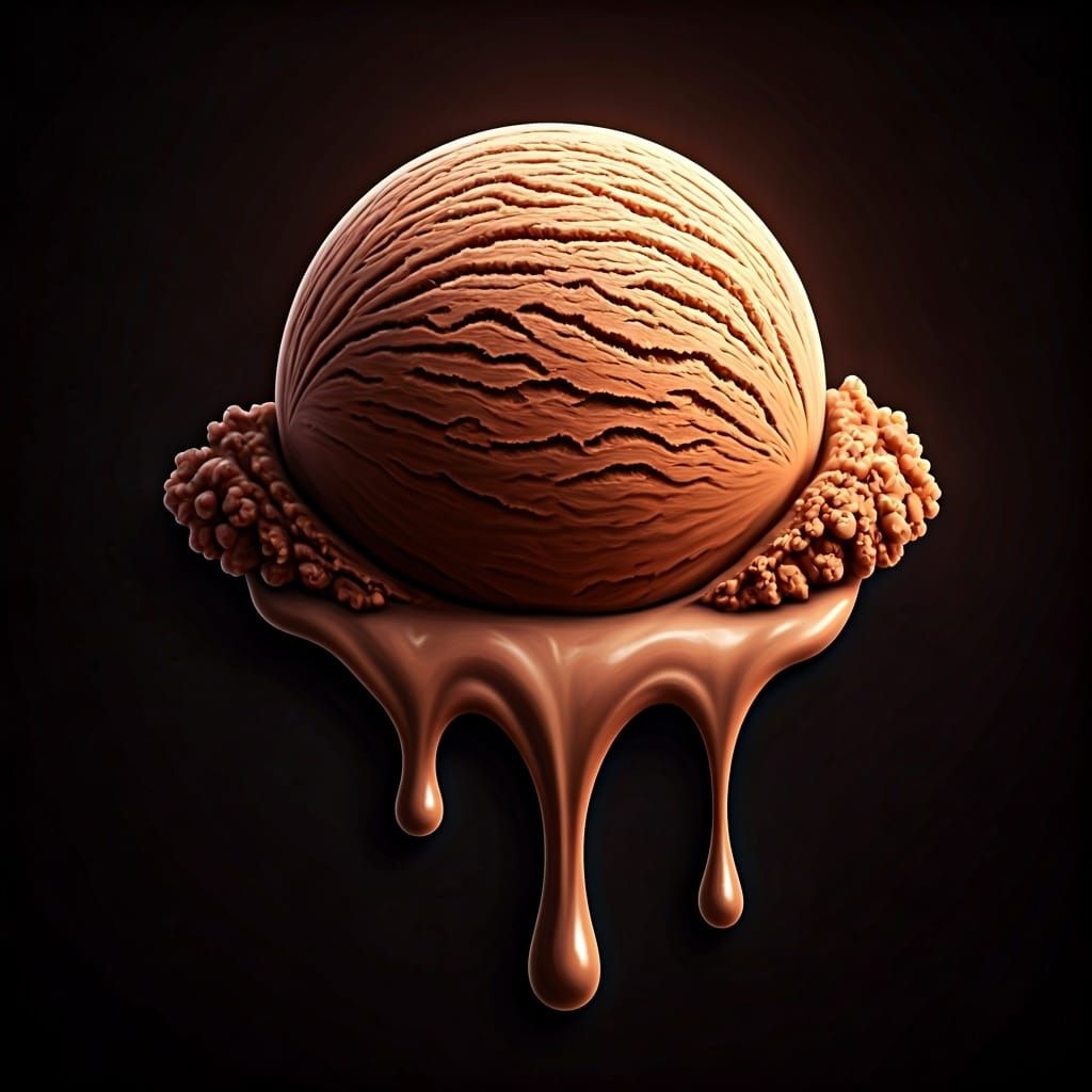 Melting Chocolate Ice Cream in Digital Art Style