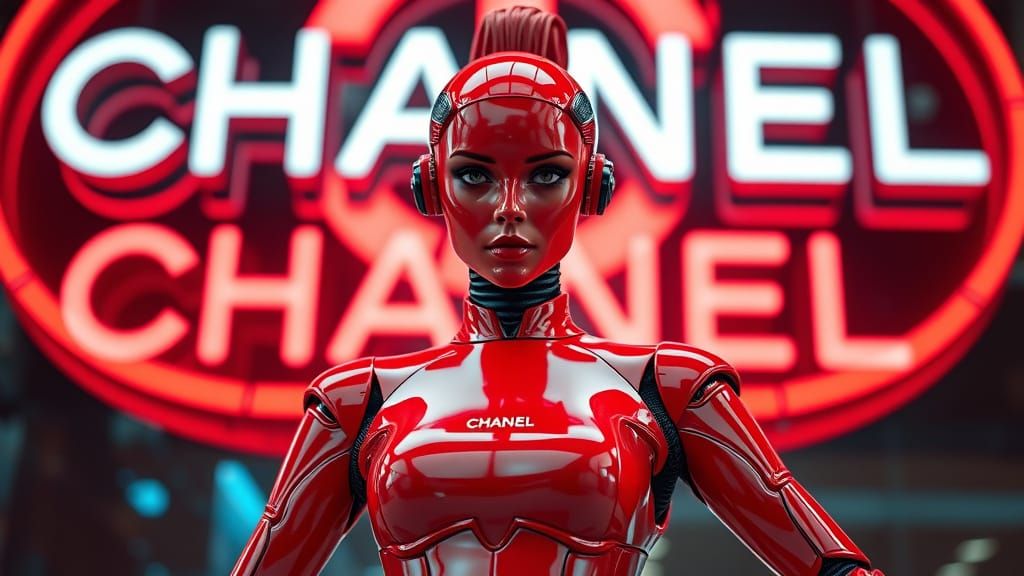 Redhead Robot in Red Suit: Professional Photography Portrait