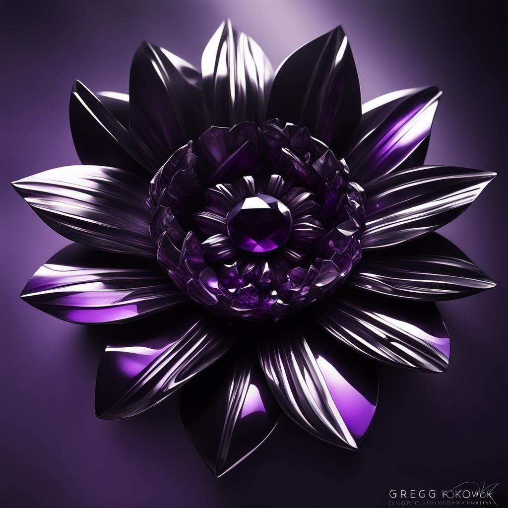 Sinister Metallic Flower in Black and Purple