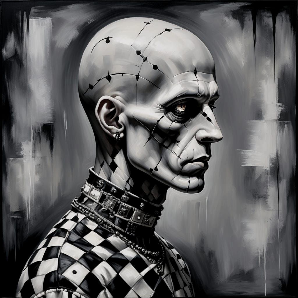 Gothic Pierced Man Portrait in Oil Painting Style