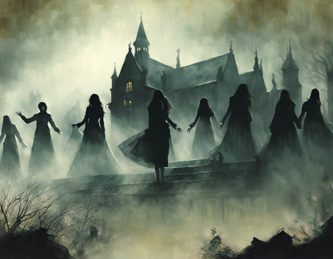 Gothic Mansion Engulfed by Sinister Shadows