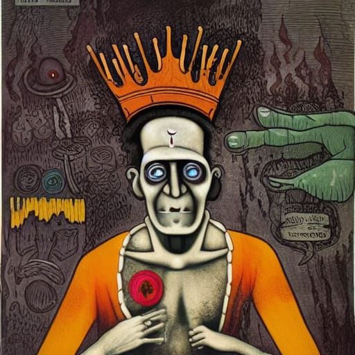 Macabre Frankenstein Burger King: Spooky Existential Art