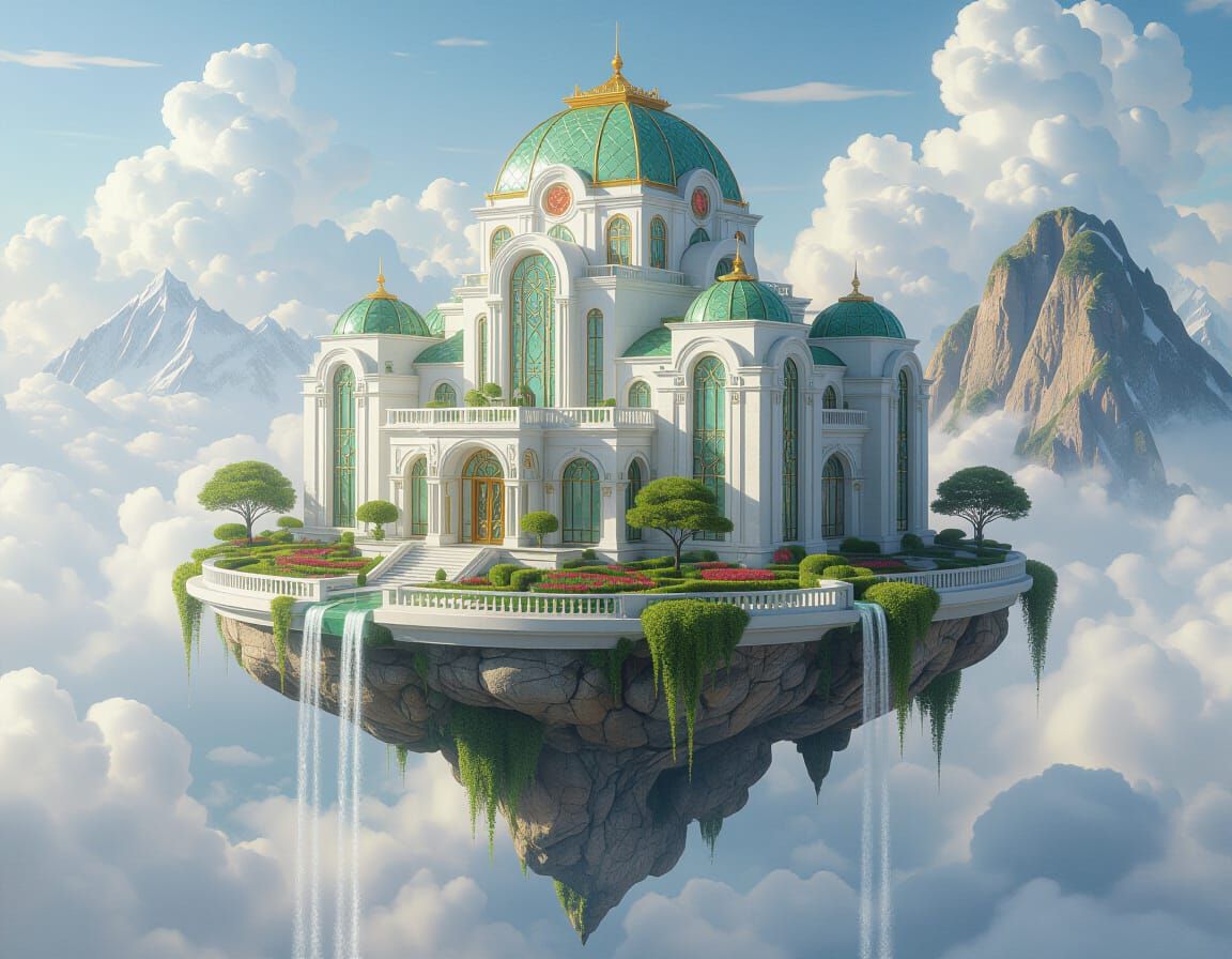 Art Nouveau Jade Palace on Floating Island
