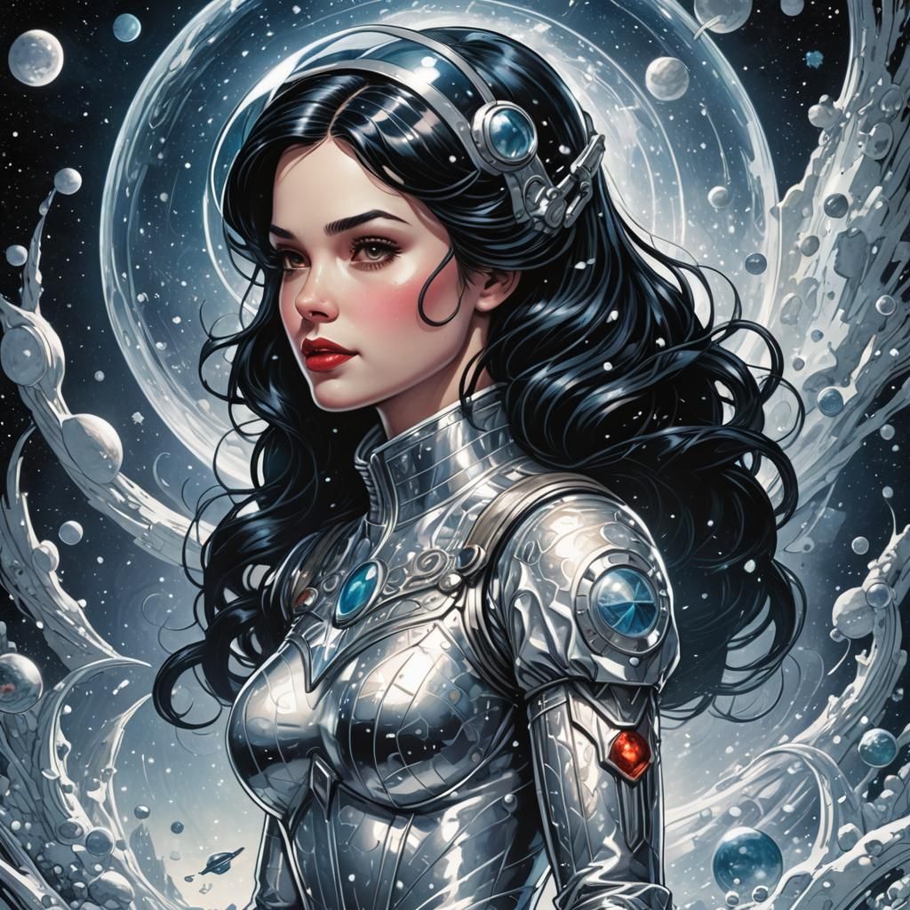 Snow White Space Mermaid in Comic Book Art