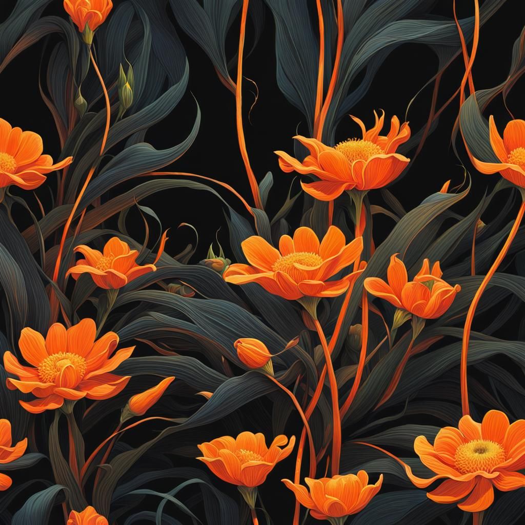 Exotic Flower Radiates Light Against the Void